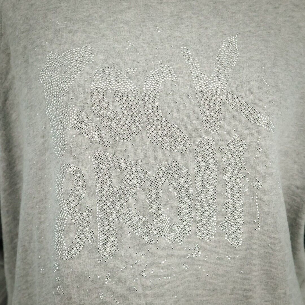 Zadig & Voltaire Size Large L Rock Roll Silver Metallic Studded Crew Sweatshirt - Picture 3 of 7